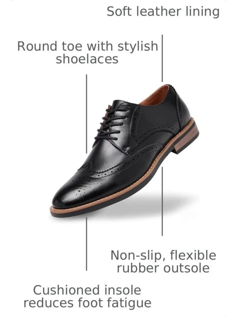Men's Black Classic Formal Business Lace Up Comfort Oxford Dress Shoes